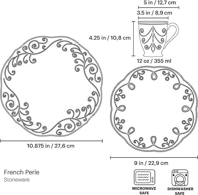 Lenox French Perle Assorted Plates, 7.5-Inch, White, Set of 4