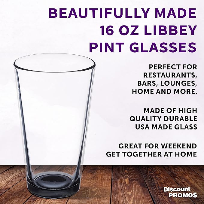 Libbey Pint Glass 16 oz. Set of 10, Bulk Pack - Beer Glasses, Heavy Duty Drinkware - Black