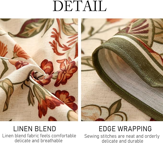 ISAENNE Designer Bohemian Linen Long Tablecloth Rectangle,Colorful Floral Pattern Table Cloth,Wrinkle Resistant Decorative Tablecloths for Dining Thanksgiving Kitchen Party,63"*102"-Grace A