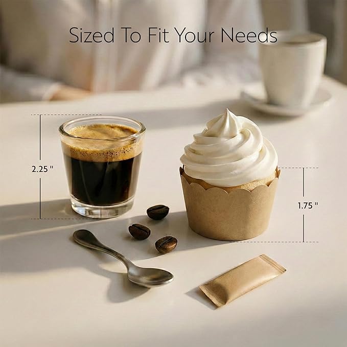 Restaurantware Panificio Premium 3 oz Kraft Paper Mini Baking Cup: Paper Baking Cups Perfect for Muffins Cupcakes or Mini Snacks - Scalloped - Disposable and Recyclable - 200ct Box
