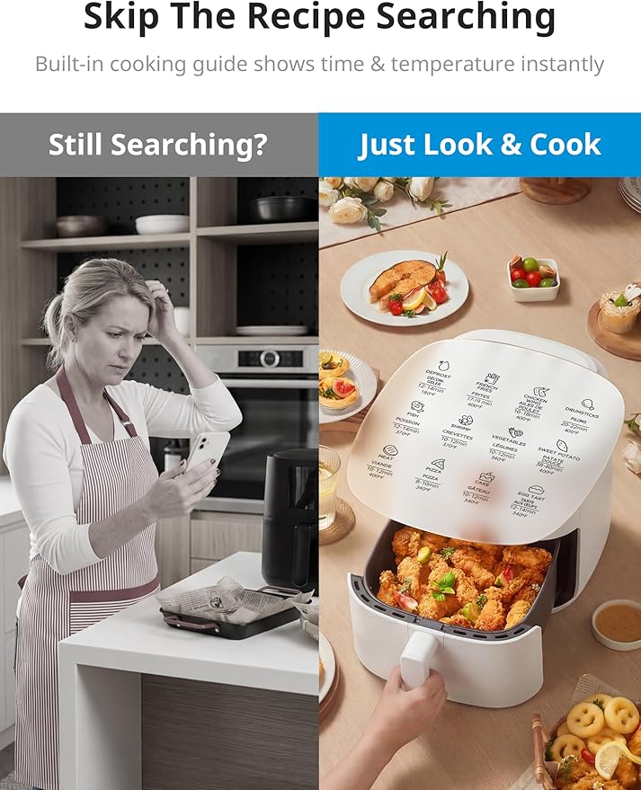 COMFEE' Compact 2.1 Quart Air Fryer with 12 Menu Options, Adjustable Timer & Temperature Control 176-400 degrees F, Dishwasher-Safe Nonstick Fry Basket with Stainless Steel Finish