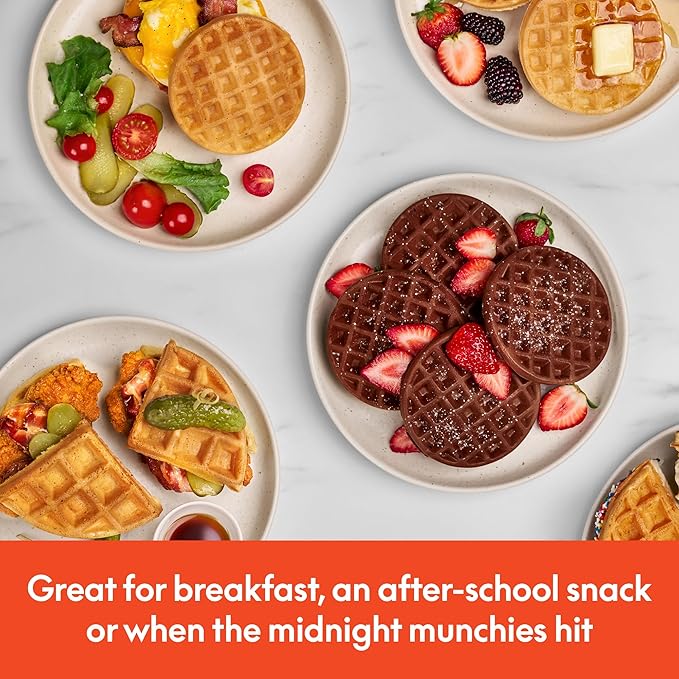 bella Snack-n-Store Min Waffle Maker, EverGood™ Ceramic Nonstick Coating, Cord Wrap, Ready Indicator Light & Cool Touch Handles, Stackable Design & Customizable Plates, 350 Watt, Surf