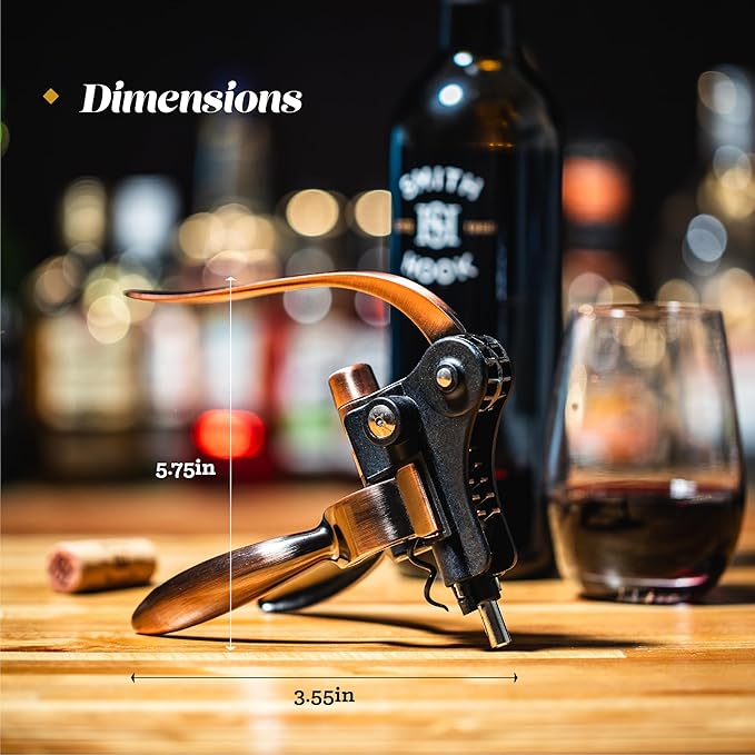 Wine Bottle Opener Set with Accessories Matte Bronze in Wood Box, Aerator, Extra Screws, Foil Cutter, Pourer, Vaccu Stopper, Winged Wine Opener, Rabbit Red Wine Corkscrew Set (Matte Bronze)