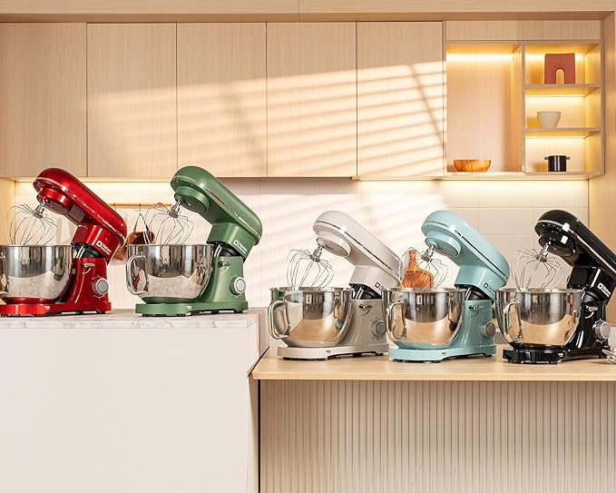 Kitchen in the box Stand Mixer - 8.5 Quart Mixing Bowl with Handle, 900 Watt Heavy Bread Dough Standing Mixers Tilt-head with Dough Hook, Whisk, Flat Beater and Splash Guard (Green)