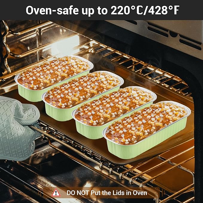 EUSOAR Foil Ramekins with Lids, 100pcs 6.8oz 6.5"x2.5"x1.2" Disposable Aluminum Baking Cups Mini Cake Pans with Lids, Rectangle Cupcake Dessert Cheesecake Creme Brulee Containers Wrappers Pan