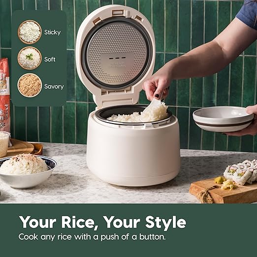 IRIS USA Micom Japanese Rice Cooker, 5-Cup Uncooked/10-Cup Cooked, Fuzzy Logic Kitchen Appliance with Recipe Presets, Slow Cooker, Steamer, Hot Pot & Warming Function, Compact & Portable for Healthy Meal Prep