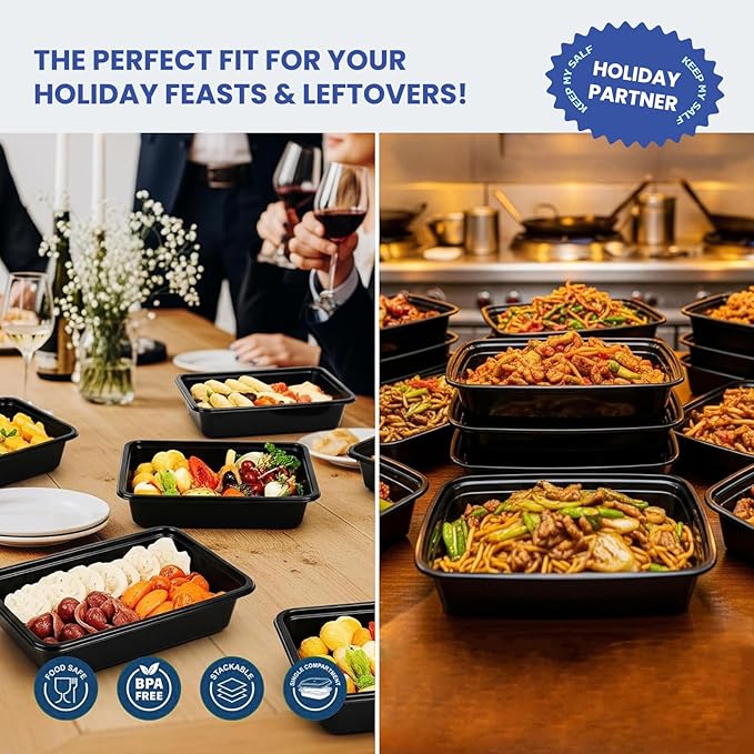 38oz 10 Pack Meal Prep Containers, BPA Free Food Storage Containers with Lids Reusable Stackable, Microwave/Dishwasher/Freezer Safe To Go Food Containers