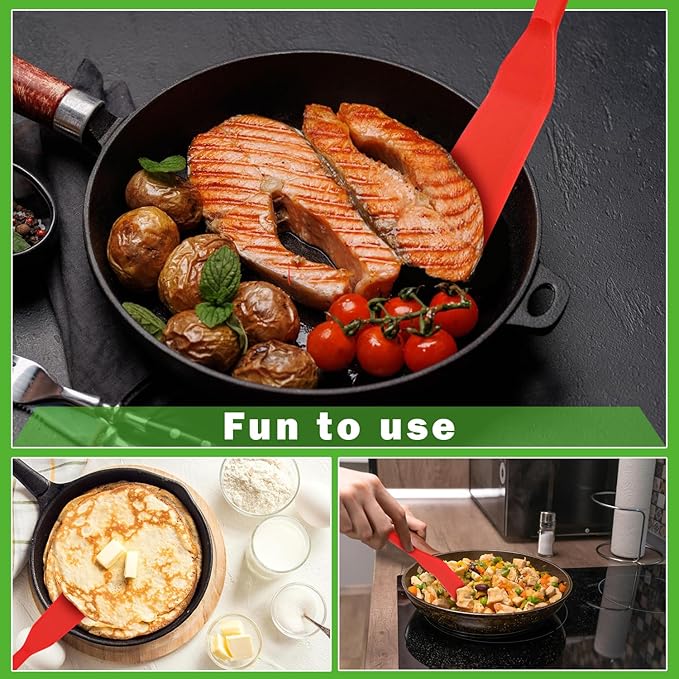 Eggssentials Pack of 2, Egg Spatula - Non-Stick, High Heat Resistant Kitchen Tools for Panckes, Eggs, Baking, Cooking, and Mixing - Red & Black
