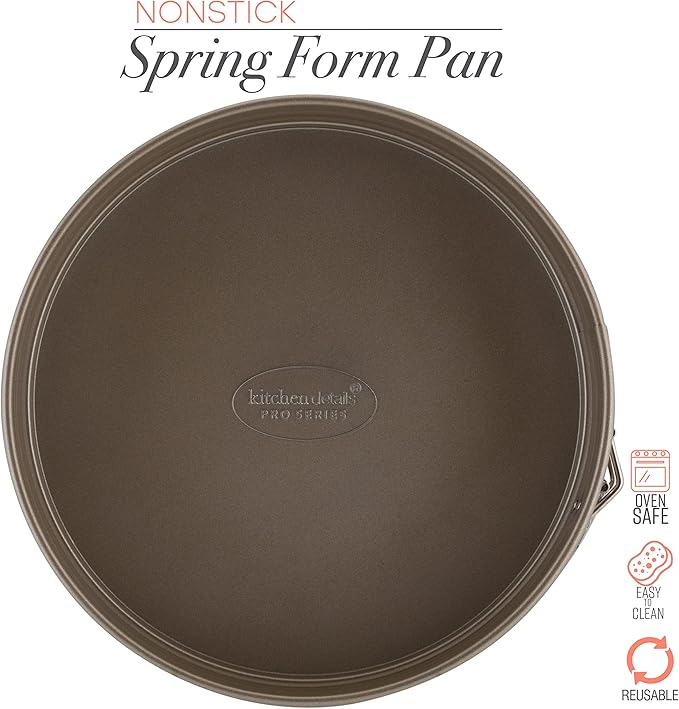 Kitchen Details Pro Series 9.5 Inch Round Spring Form Pan | Dimensions: 9.5” x 2.7 | Nonstick | Even Heating and Browning | Easy Release | Easy to Clean | Durable | Bakeware | Kitchen