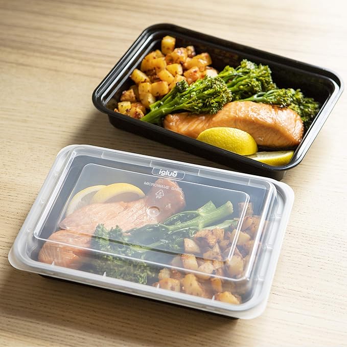Igluu Meal Prep Containers Reusable (20 Pack) – Food Containers with Lids – Stackable, Microwave, Freezer & Dishwasher Safe – 28oz – 1 Compartment – BPA-Free