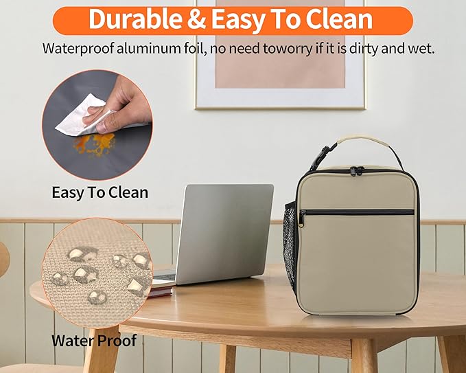 ZM-YOUTOO Lunch Box for Men - Reusable Lunch Bag Men Adult Women- Insulated Small LunchBox (Beige)