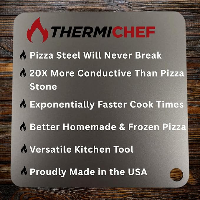 ThermiChef 14x20 Pizza Steel, 3/8" Thick, 30 lbs - Cooking Steel for Oven & Grill - Made in USA