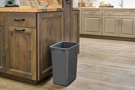 Rev-A-Shelf Polymer Replacement 35 Quart Trash Bin Recycle Waste Garbage Container for Kitchen Cabinet Pullouts, Gray, 2 Pack, RV-35-13-2