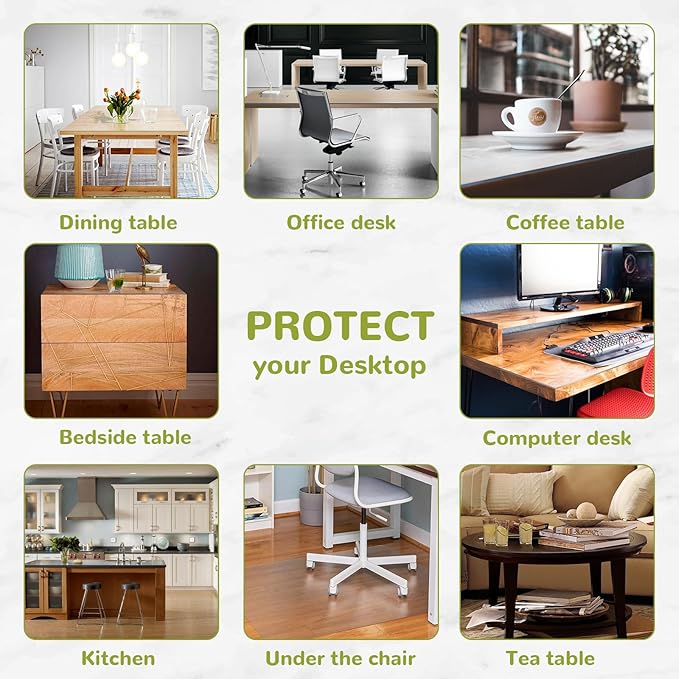 38 x 64 Inch Clear Table Cover Protector, Clear Table Protector for Dining Room Table, 1.5mm Plastic Table Cover, Waterproof Table Pad for Kitchen, Office