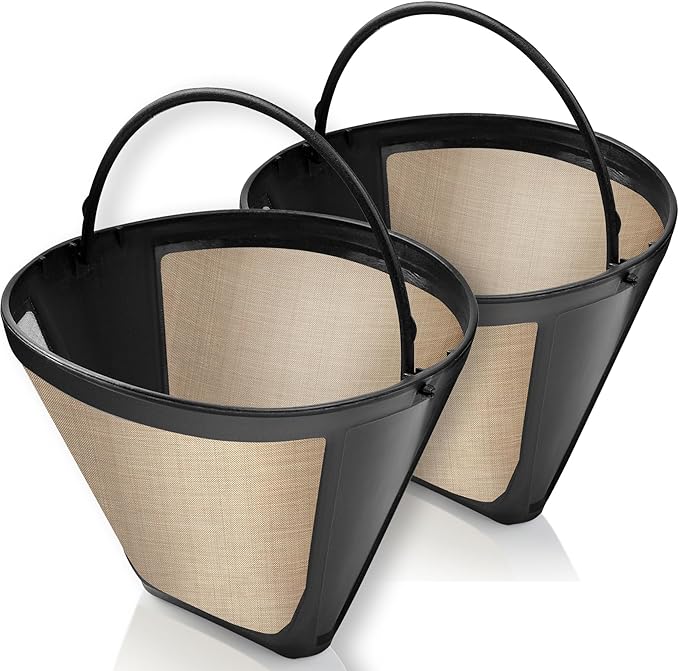 2-Pack #4 Reusable Permanent Cone Coffee Filters - Compatible with Cuisinart 10–14 Cup Brewers (DCC-3200, DCC-1200, DCC-3400) & Ninja Coffee Makers - Stainless Steel Mesh, Dishwasher-Safe by GoodCups