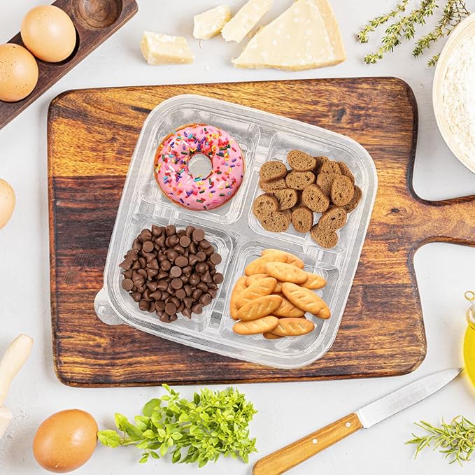 Alaeseje 40 Pcs Bento Snack Containers,4-Compartment Meal Prep Lunch Container,Disposable Snack Containers with Lids for School,Work,Travel