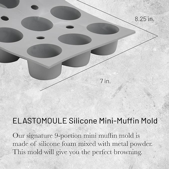 de Buyer ELASTOMOULE Mini-Muffin Silicone Mold - Creates 9 Muffins - Easy to Use & Clean - Dishwasher Safe