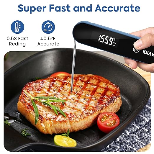 Meat Thermometer Digital, Instant Read Meat Thermometer with OLED Display,IP67 Waterproof Food Thermometer for Cooking,Grill, BBQ,Smoker