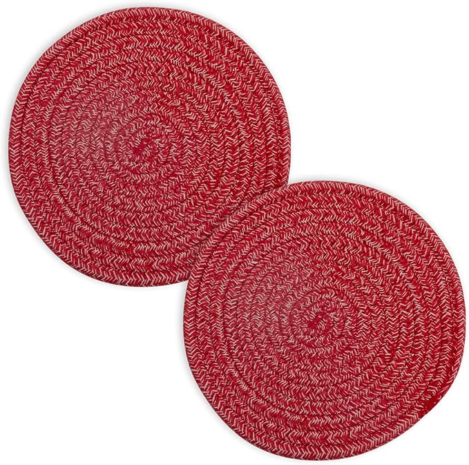 Trivets for Hot Dishes, Pots and Pans, 8 Inches Hot Pads 5 Pcs, Pot Holders for Kitchen, Heat Resistant Mat Protect Counter, Coasters Set Home Essentials Farmhouse Decor (Red)