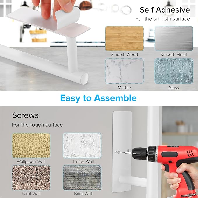 2nd Gen Paper Towel Holder Under Cabinet No Drilling, [More Sturdy] Self Adhesive or Drilling Paper Towel Holder Wall Mount for Kitchen, RV, [Fit Mega Paper Towel Roll] SUS304 Stainless Steel