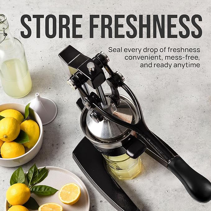 Zulay Kitchen Cast Iron Juicer - Heavy Duty Manual Juicer with Detachable Strainers for Easy Cleaning, Orange Juice Press for Citrus Fruits, Perfect for Bartenders, Juice Lovers & Health Enthusiasts