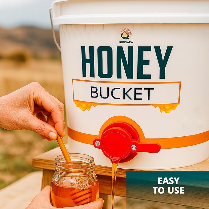 Honey Bucket 5 Gallon Bucket with Spigot White Honey Extractor Equipment, Honey Gate Valve, with Spigot - Food-Grade PP 20L Capacity 4 Pack