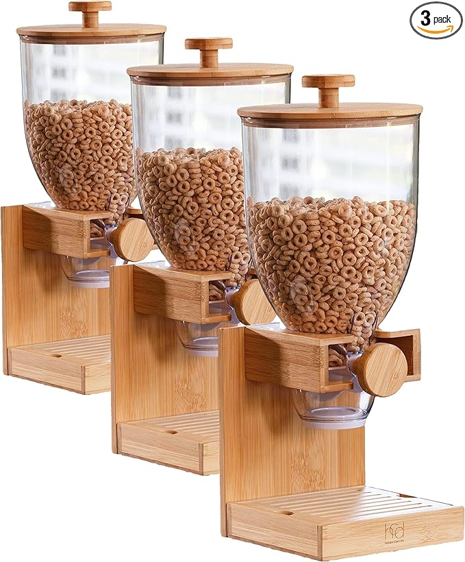 Honey Can Do Bamboo Cereal Dispenser, Natural KCH-09385 Natural, 17.5 oz (Pack of 3)