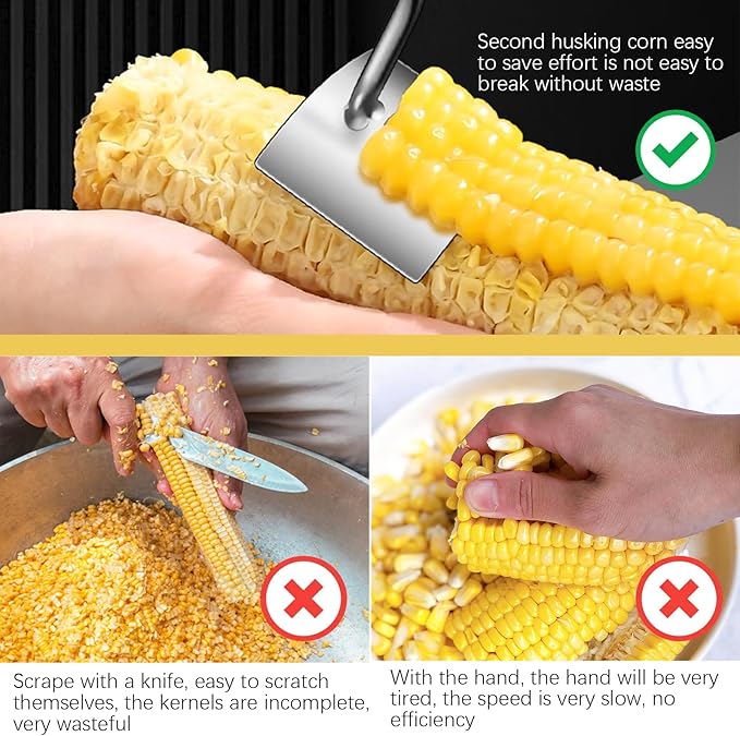 2 Pack Corn Peeler, Stainless steel corn stripping tool, Corn on The Cob Remover, Corn Stripper for Corn on the Cob,Quickly Shucking Corn Kernel Remover Tool, 9.8Inch