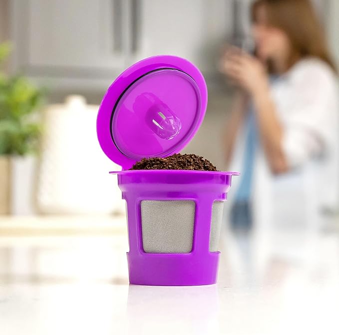 2-Item Bundle: 6-Pack Cafe Save 1-Stream Reusable K Cup Coffee Filters + EZ-Scoop 2 Tbsp Scoop with Integrated Funnel, Refillable Pod Capsule For Use with Keurig & Select Single Cup Coffee Maker