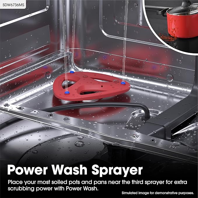 Sharp SDW6736MS 24-inch Stainless Steel Dishwasher, Third Rack, Library Quiet 47 dB, Power Wash Sprayer