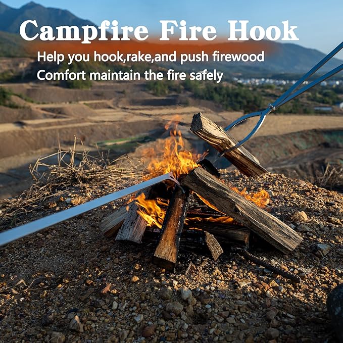 32" Stainless Steel Fire Log Tongs Firewood Grabber and Fire Poker Set,Large Fire Pit Tool Outdoor/Indoor Bonfire Campfire Backyard Deck Camping Log Grabber Safely Moves Firewood