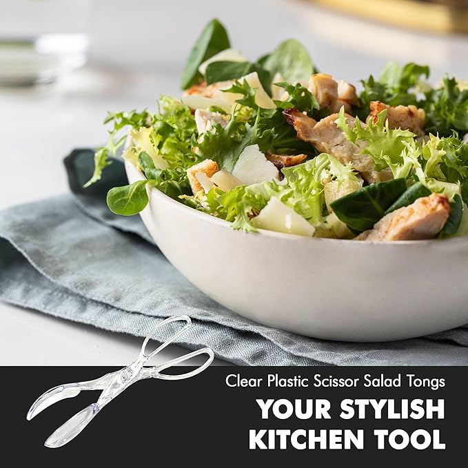 Chef Craft Premium Salad Scissor Tongs, 11.25 inch, Clear