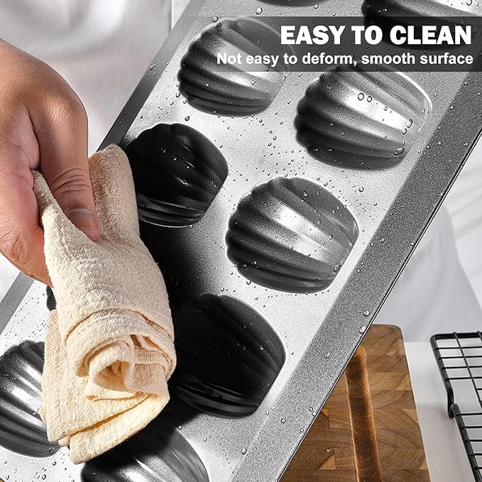 2pc Nonstick Madeleine Pan for Baking, 12-Cavity Shell Shape Cake and Cookie Mold Tray, Carbon Steel Cookie Molds, Send Goods from Local Warehouse (2 PC)