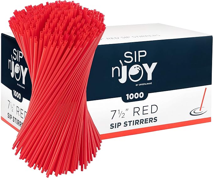 Crystalware Plastic Sip Stirrers 7 1/2 Inch 1000/box, Red