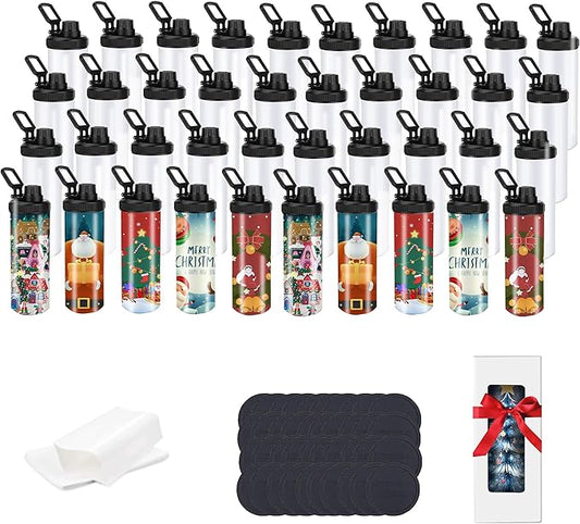 48 Pack 20oz Sublimation Tumblers Bulk, Flat Edge Sublimation Tumbler Blank, Skinny Straight Stainless Steel Blanks Cups with Individual Box(48, HANDLE LID B)
