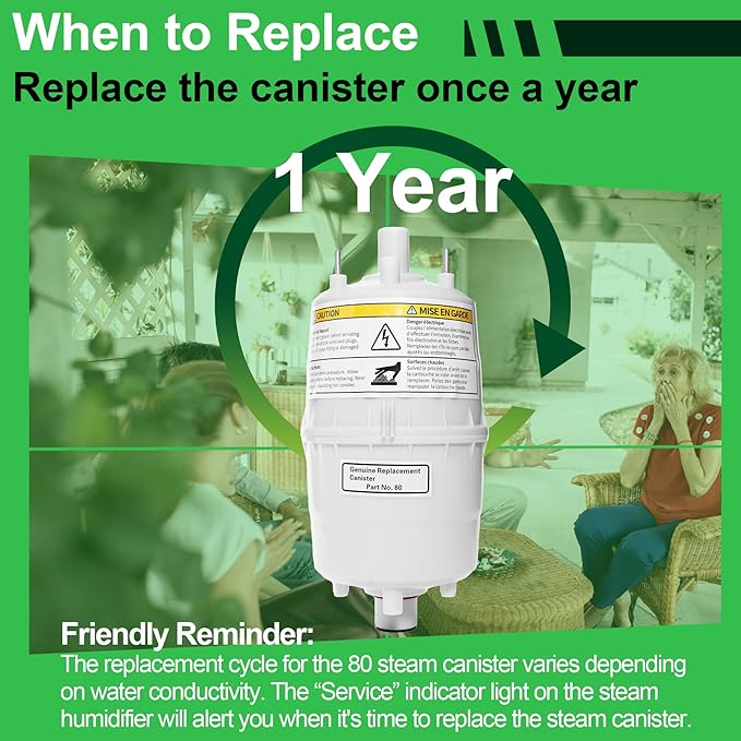 80 Replacement Canister for AprilAire 800 Steam Humidifier,80 Steam Canister Replacement for Aprilaire 865 Canister,80 Canister for Aprilaire 800 801 865 866 Whole House Steam Humidifier-1Pack