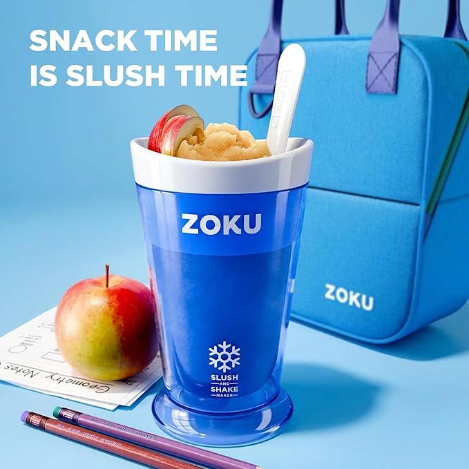 ZOKU Jumbo Slush and Shake Maker, Compact Make and Serve Cup with Freezer Core Creates Single-Serving Smoothies, Slushies and Milkshakes in Minutes, BPA-Free, Bright Blue