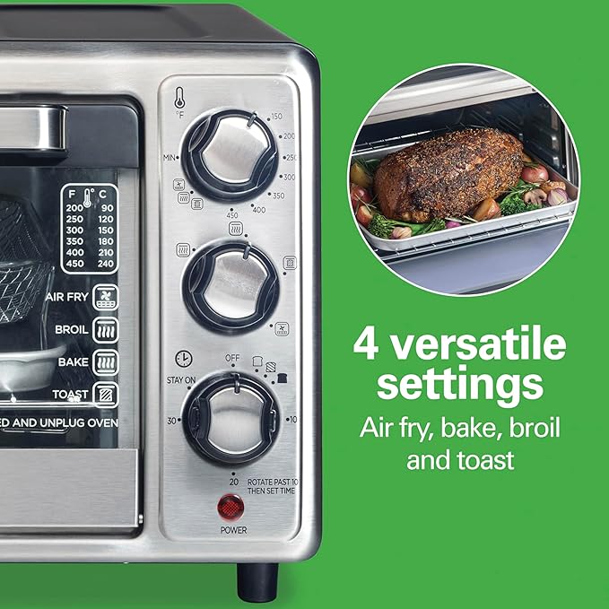 Hamilton Beach® Sure-Crisp® Air Fryer Toaster Oven, 6 Slice Capacity, Stainless Steel Front Panel, R31418 (Renewed)