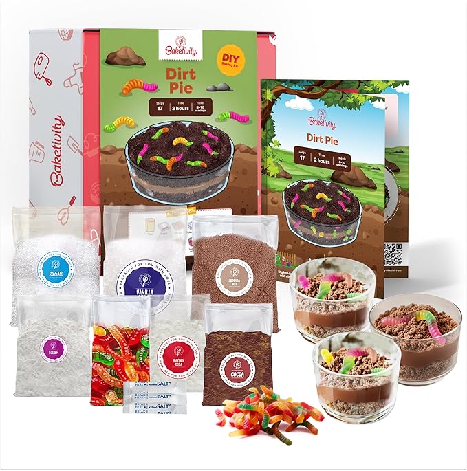 BAKETIVITY Dirt Pie Kids Baking Kit | Delicious Chocolate Cake Kids Baking Set for Girls & Boys | Baking Set for Kids with Pre-Measured Ingredients | Perfect Family Gifts for Cooking Lovers Ages 6-12