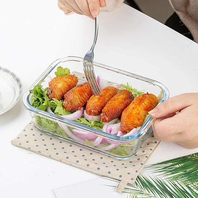 C CREST Glass Meal Prep Containers, [10 Pack] Glass Food Storage Containers with Lids, Airtight Bento Boxes, BPA Free & Leak Proof (10 Lids & 10 Containers)