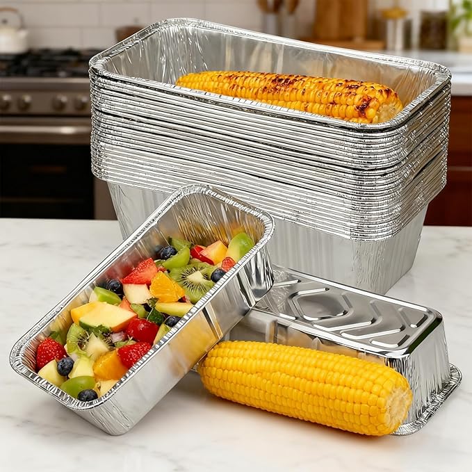Findful 50 Pack Loaf Pans,2 LB Disposable Aluminum Foil Loaf Pans, 8.5"x4.5"x2.5" Heavy Duty Aluminum Foil Bread Tins Perfect for Banana Bread, Cakes & Meatloaf,Non-Stick, Even Baking, Easy Release