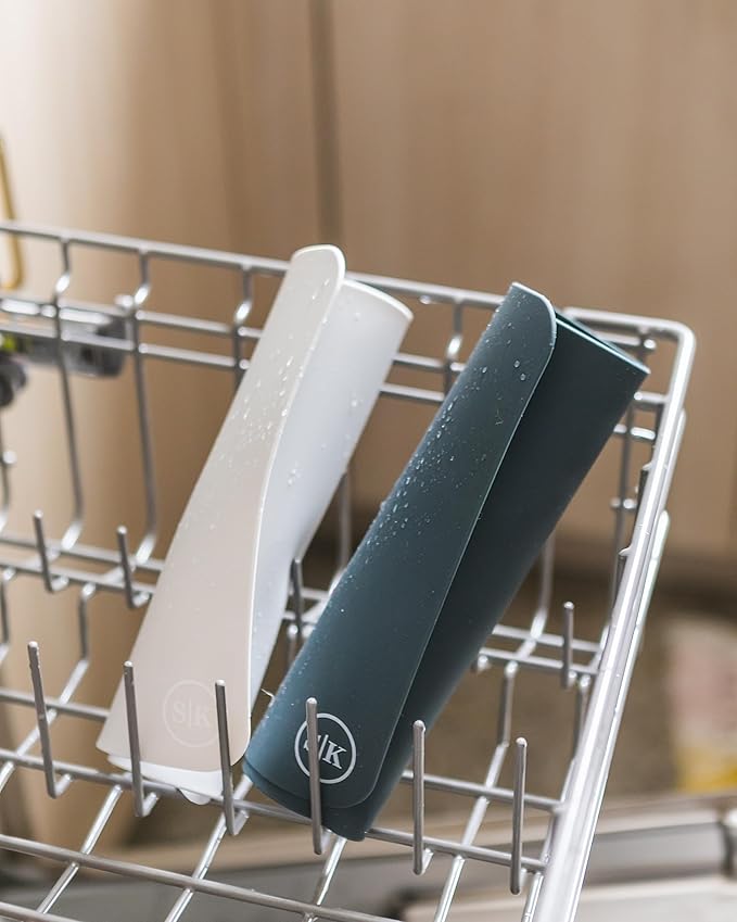 The Silicone Kitchen Silicone Oven Baking Mats, Dishwasher Safe, BPA Free, Extra Thick, Quarter Sheet 8 in by 11.75 in, Green and Gray