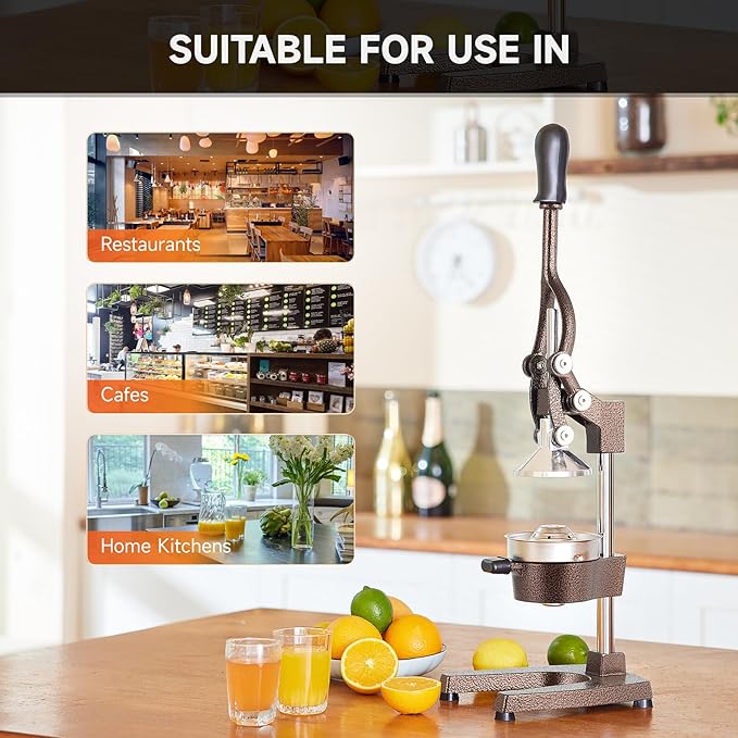 CO-Z Hand Press Juicer Machine, Manual Orange Juicer and Professional Citrus Juice Press for Orange Watermelon Pom Lime Lemon Juice Cocktail, Commercial Lemon Squeezer and Orange Crusher, Copper