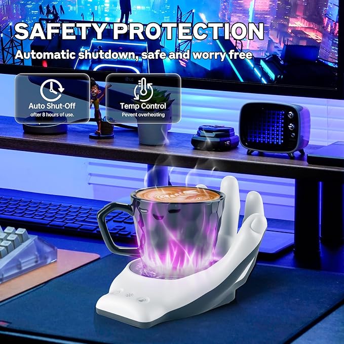 Devil's Hand Heating Mug Warmer Set - 3 Temp Settings & 8H Timer, Coffee Cup Warmer Plate for Desk Auto Shut Off, Ideal Beverage Warmer Gift for Coffee, Tea, Milk (Special)