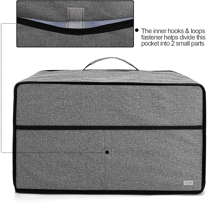 Luxja Dust Cover for Microwave Oven (Fits Most 0.7 Cu.Ft Microwaves), Microwave Oven Cloth Cover with Front Pocket, Gray