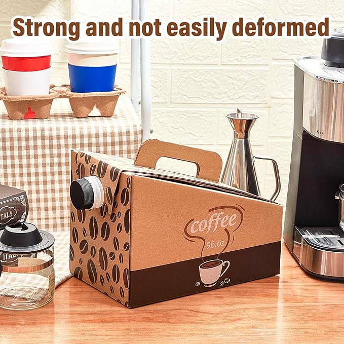 Dandat 30 Pack Disposable Coffee Dispenser Box 96 oz - Thick Hardboard Insulated Coffee to Go Container with Handle & Lids, Hot Cold Bulk Beverage Dispenser for Parties, Catering, Take Out