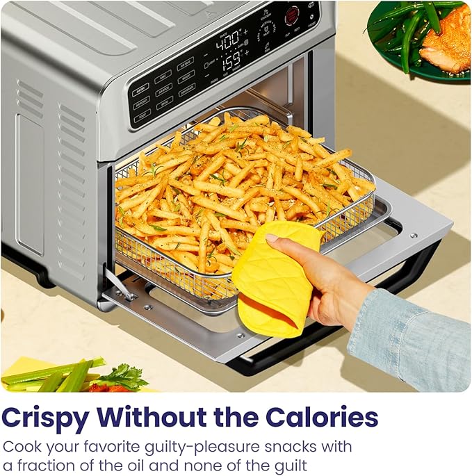 Chefman Air Fryer Toaster Oven Combo with Probe Thermometer, 12-In-1 Stainless Steel Convection Countertop, 10 Inch Pizza, 4 Slices of Toast, Cooking, Baking, Toasting, Roaster Oven Airfryer 20QT (Renewed)