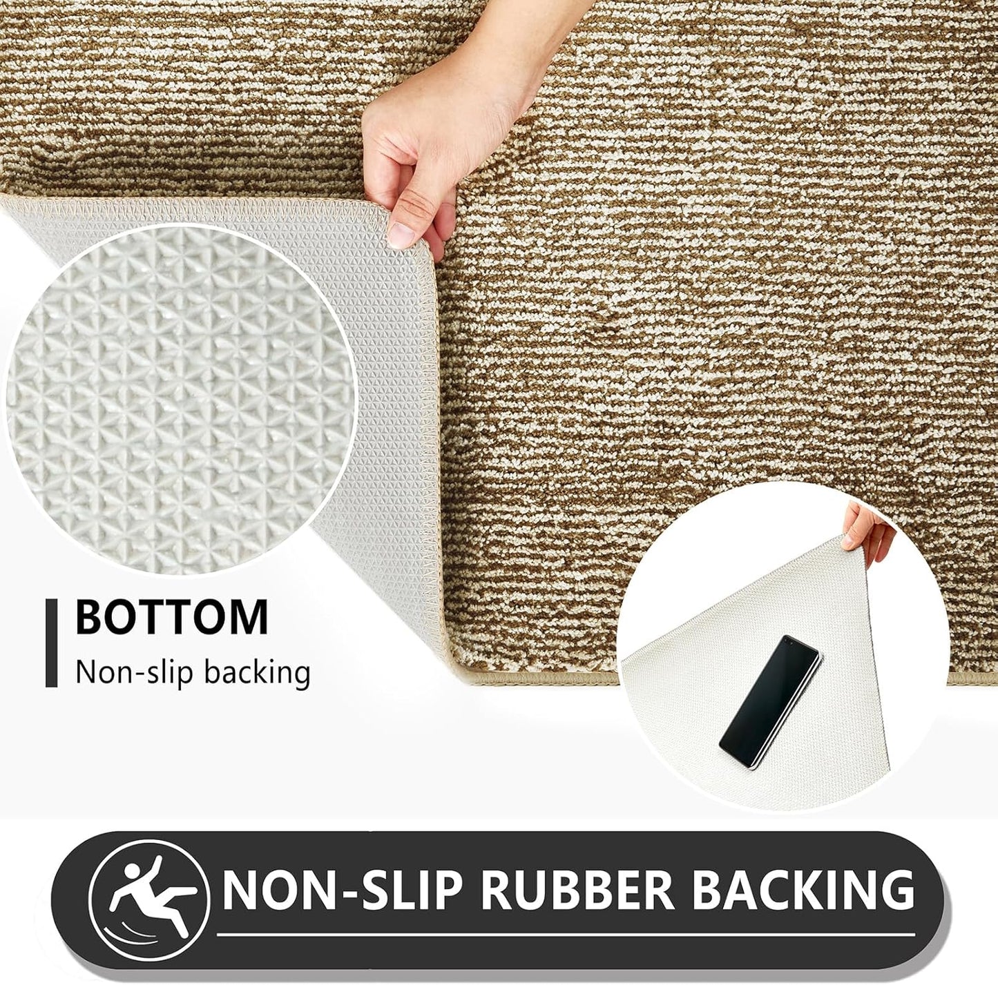 REFETONE Indoor Doormat, Front Door Mat 24"x36" Absorbent Rubber Backing Non Slip Back Door Mats, Washable Low-Profile Inside Floor Mat Door Rugs for Entryway, Resist Dirt Mud Mat for Dogs, Coffee