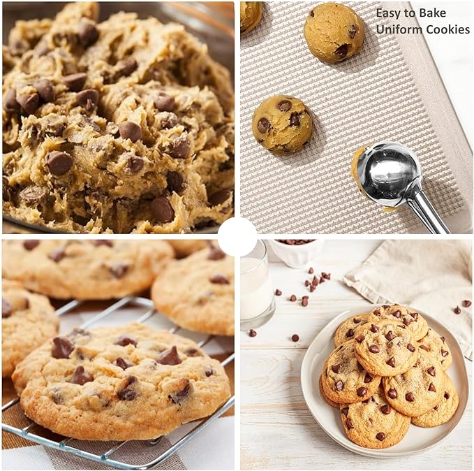 Cookie Scoop, Ice Cream Scoop, 1Tbsp/15 ml/0.5oz Cookie Scoops for Baking, 18/8 Stainless Steel Cookie Scooper for Baking, Cookie Dough Scoop with Non-slip Grip (Red)