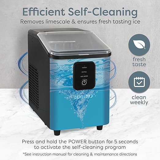 Igloo Portable Ice Maker with Scoop & Basket- Ice Maker with LED Control Panel & 1.5 Quart Water Tank-Ice Cube Maker Produces 26 Lbs. of Ice in 24 Hours With 8 Large or Small Cubes In 7 Minutes- Black
